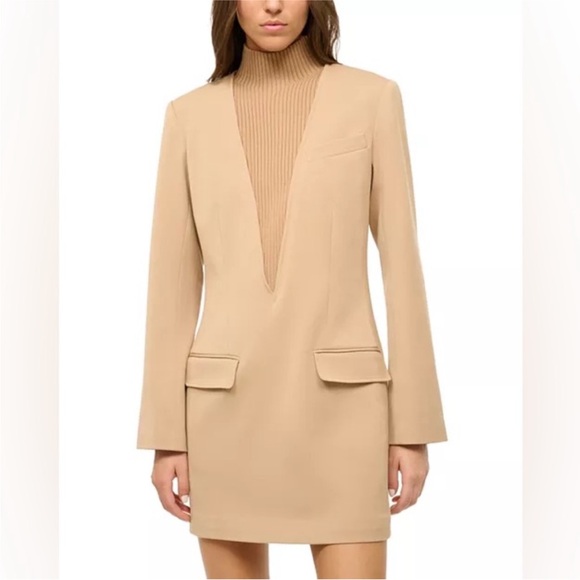 STAUD Mott Dress Camel.Incredible design,combining a dress,jacket and a sweater. - Picture 6 of 12